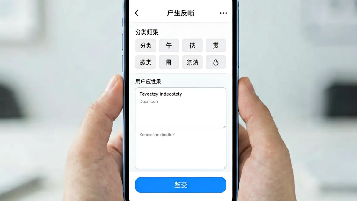 99xxx用户反馈界面改版后的新版布局，分类选项清晰，操作流程更简洁